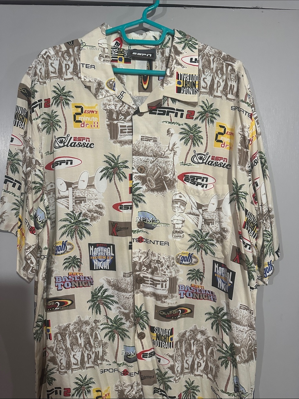 Classic Multicolor Graphic Logo Camp Collar Button-Down Shirt
